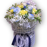 藍白生日圓盒花禮 F157|Blue & White Birthday Flower Box|大富貴花園 Rich Garden