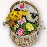 卡通動物立體花籃 F095|乒乓菊 × 康乃馨 × 洋甘菊 × 綠石竹|Rich Garden 大富貴花店