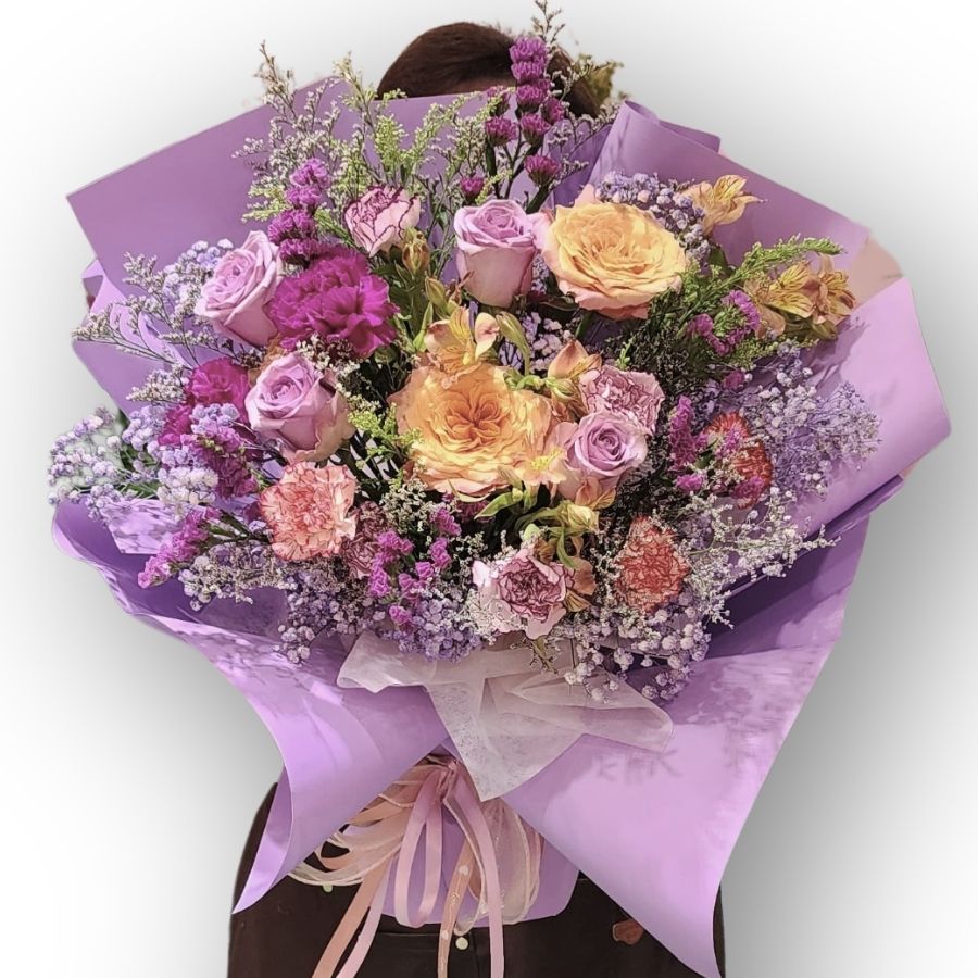 香檳紫玫瑰花束 F170|Champagne & Lavender Rose Bouquet|大富貴花店 Rich Garden