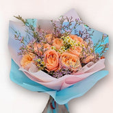 香檳玫瑰小雛菊花束 Champagne Rose Daisy Bouquet,溫暖高雅之選|香港大富貴花店 Rich Garden