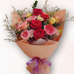 柔美玫瑰混色花束 F064|Elegant Mixed Rose Bouquet|大富貴花店 Rich Garden