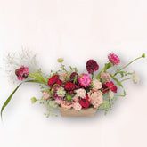 法式深紅粉裸色花籃 TB003|French Red & Blush Floral Basket|大富貴花店 Rich Garden