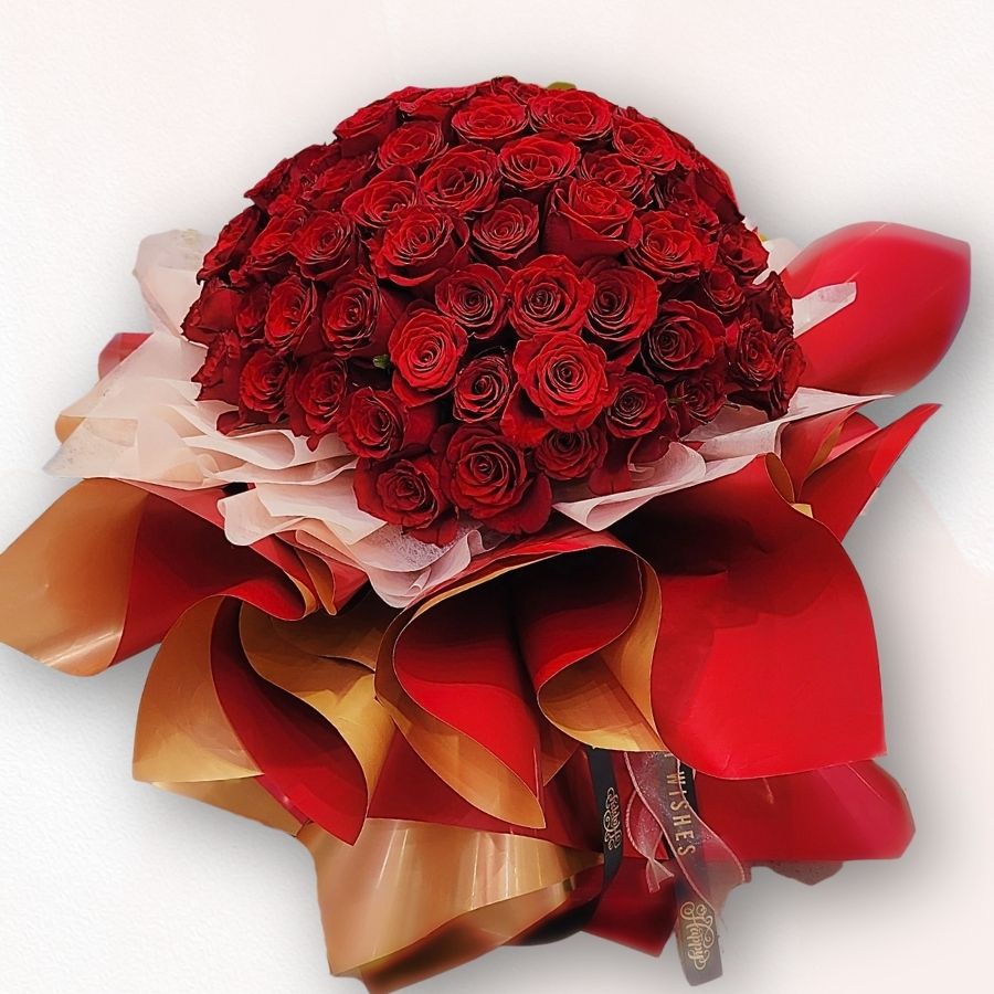 99枝紅玫瑰花束 F089|巨型花球設計|Rich Garden 大富貴花店