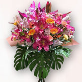 深粉百合 × 粉橙祝賀花牌 B009|Grand Opening Flower Stand|大富貴花店 Rich Garden