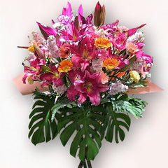 深粉百合 × 粉橙祝賀花牌 B009|Grand Opening Flower Stand|大富貴花店 Rich Garden