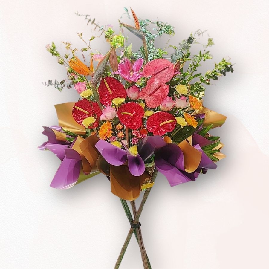 B012 大型紅掌百合開張花牌|Grand Opening Flower Stand|大富貴花店 Rich Garden