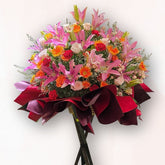 B020 開張花牌|粉百合 × 橙系非洲菊設計|大富貴花店 Rich Garden