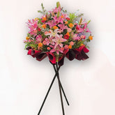 B021 開張花籃|粉百合 × 粉橙玫瑰 × 橙非洲菊|大富貴花店 Rich Garden