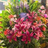 深粉百合 × 粉紫繡球花牌 B008|Rich Garden 大富貴花店