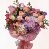 粉紫繡球康乃馨花束 F128|Hydrangea Carnation Bouquet|大富貴花店 Rich Garden