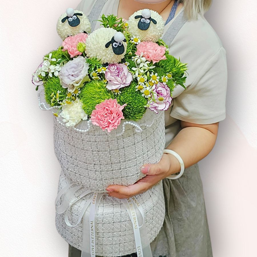小羊主題花束 F058|童趣創意花束設計|大富貴花店 Rich Garden