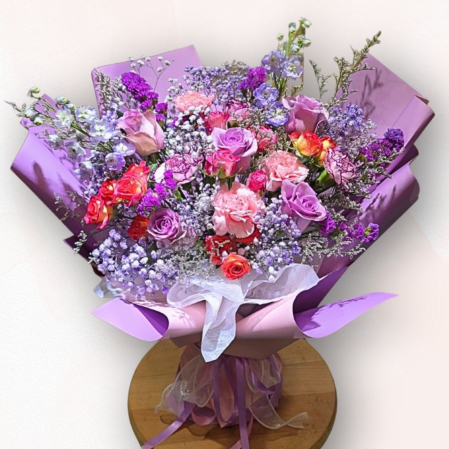 紫粉夢幻花束 F121|Lavender Dream Flower Bouquet|大富貴花店 Rich Garden