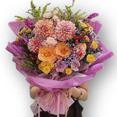 橙粉大理花混色花束 F169|Orange Dahlia Mixed Flower Bouquet|大富貴花店 Rich Garden
