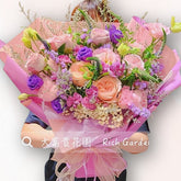 柔粉紫玫瑰花束 F146|Peach Lavender Rose Bouquet|大富貴花店 Rich Garden