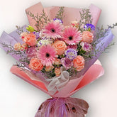 粉橙溫柔系花束 F122|Peach-Pink Harmony Bouquet|大富貴花店 Rich Garden