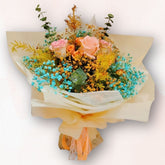 橙色玫瑰滿天星花束 Orange Rose Baby’s Breath Bouquet,色彩鮮明溫暖,適合生日、畢業、祝賀開張送禮之選|香港大富貴花店 Rich Garden