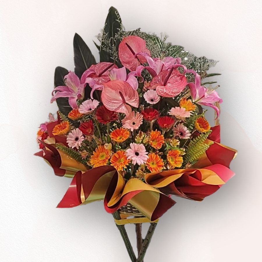 粉掌粉百合祝賀花牌 B010|Pink Anthurium Lily Grand Opening Stand|大富貴花店 Rich Garden