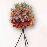 粉紅百合非洲菊開張花籃 B023|Pink Lily Gerbera Grand Opening Stand|大富貴花店 Rich Garden