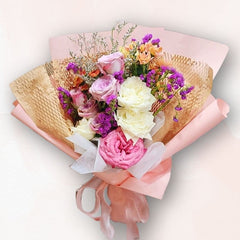 粉紫玫瑰花束 Pink Purple Rose Bouquet,溫柔高雅配色,表達愛與感謝的心意之選|香港大富貴花店 Rich Garden