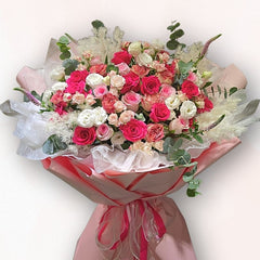 粉紅系玫瑰花束 F120|Pink Rose Garden Bouquet|大富貴花店 Rich Garden