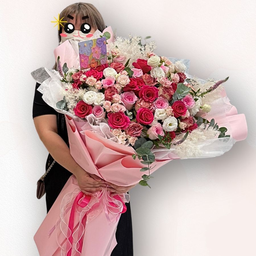 粉紅系玫瑰花束 F120|Pink Rose Garden Bouquet|大富貴花店 Rich Garden