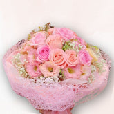 粉紅玫瑰花束 Pink Rose Bouquet,柔和粉嫩色調,適合情人節、母親節、生日送禮|香港大富貴花店 Rich Garden