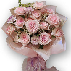 粉紅玫瑰經典花束 F152|Pink Rose Romantic Bouquet|大富貴花店 Rich Garden