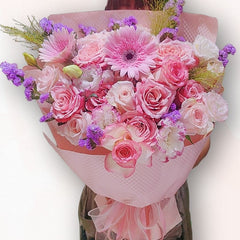 粉紅甜美花束 F129|Pink Sweet Flower Bouquet|大富貴花店 Rich Garden