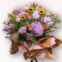 粉紫繡球向日葵花牌 B028|Purple Hydrangea Sunflower Opening Stand|大富貴花店 Rich Garden
