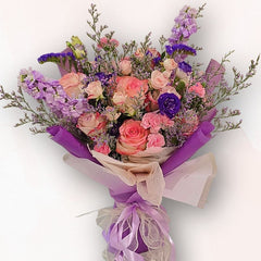 紫粉玫瑰花束 F094|Purple-Pink Rose Bouquet|大富貴花店 Rich Garden