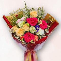 紅玫瑰混色花束 red Mixed Rose Bouquet F037|大富貴花店 Rich Garden