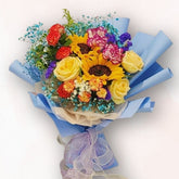 向日葵玫瑰混色花束 F099|Sunflower Mixed Bouquet|大富貴花店 Rich Garden