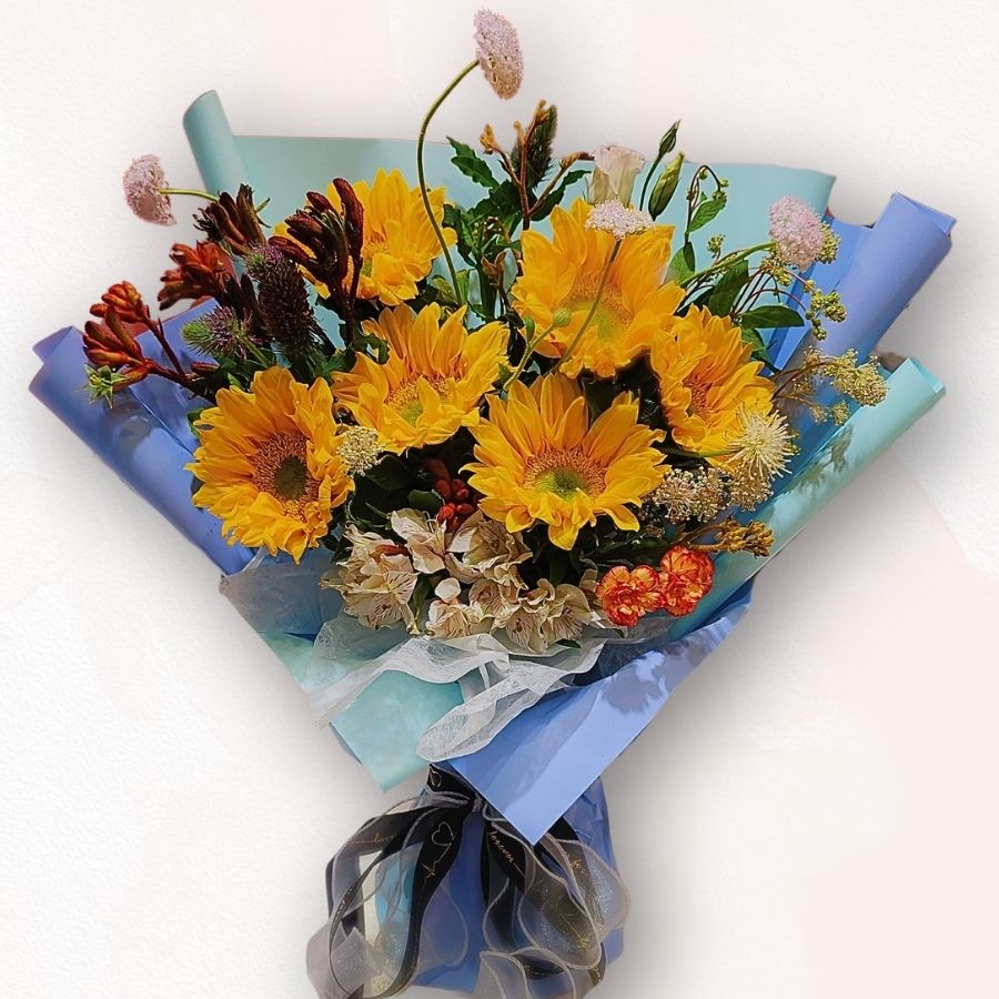 向日葵混色花束 F105|Sunflower Mixed Wildflower Bouquet|大富貴花店 Rich Garden