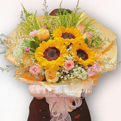 向日葵玫瑰花束 F150|Sunflower Rose Bouquet|大富貴花店 Rich Garden