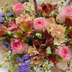 粉橙原野花束 F114|Warm Pastel Meadow Bouquet|大富貴花店 Rich Garden