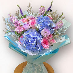 藍紫清新繡球花束 F118｜Blue Purple Hydrangea Bouquet｜大富貴花店 Rich Garden