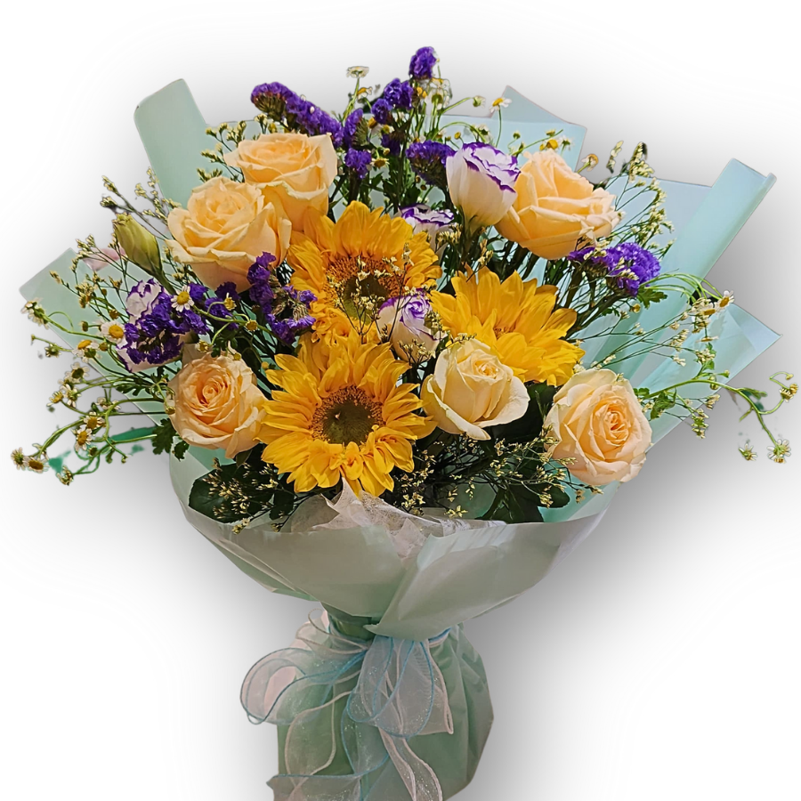 香檳向日葵花束 F161｜Champagne Sunflower Bouquet｜大富貴花店 Rich Garden
