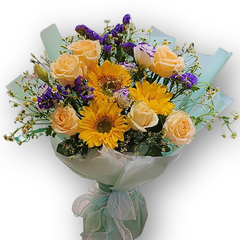 香檳向日葵花束 F161｜Champagne Sunflower Bouquet｜大富貴花店 Rich Garden
