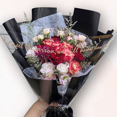暗紅漸層玫瑰花束 F071｜Dark Rose Gradient Bouquet｜大富貴花店 Rich Garden
