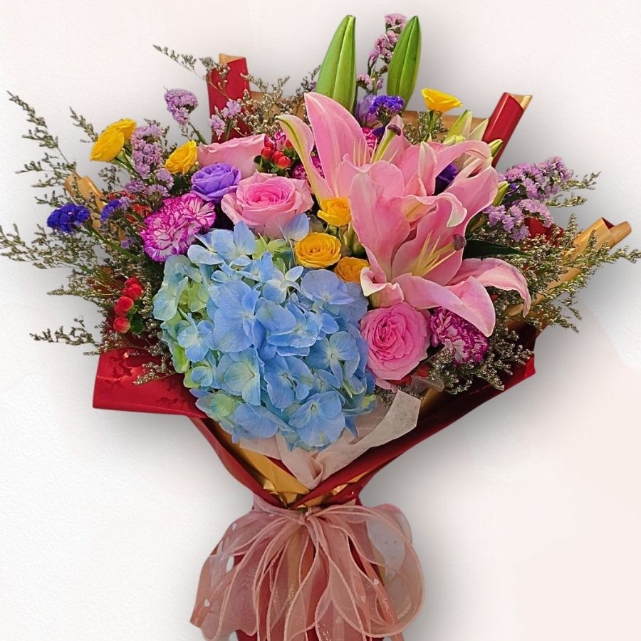 多彩混色花束 F077｜Colorful Hydrangea Mixed Bouquet｜大富貴花店 Rich Garden
