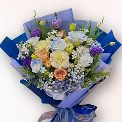 藍玫瑰優雅花束 F123｜Elegant Blue Rose Bouquet｜大富貴花店 Rich Garden
