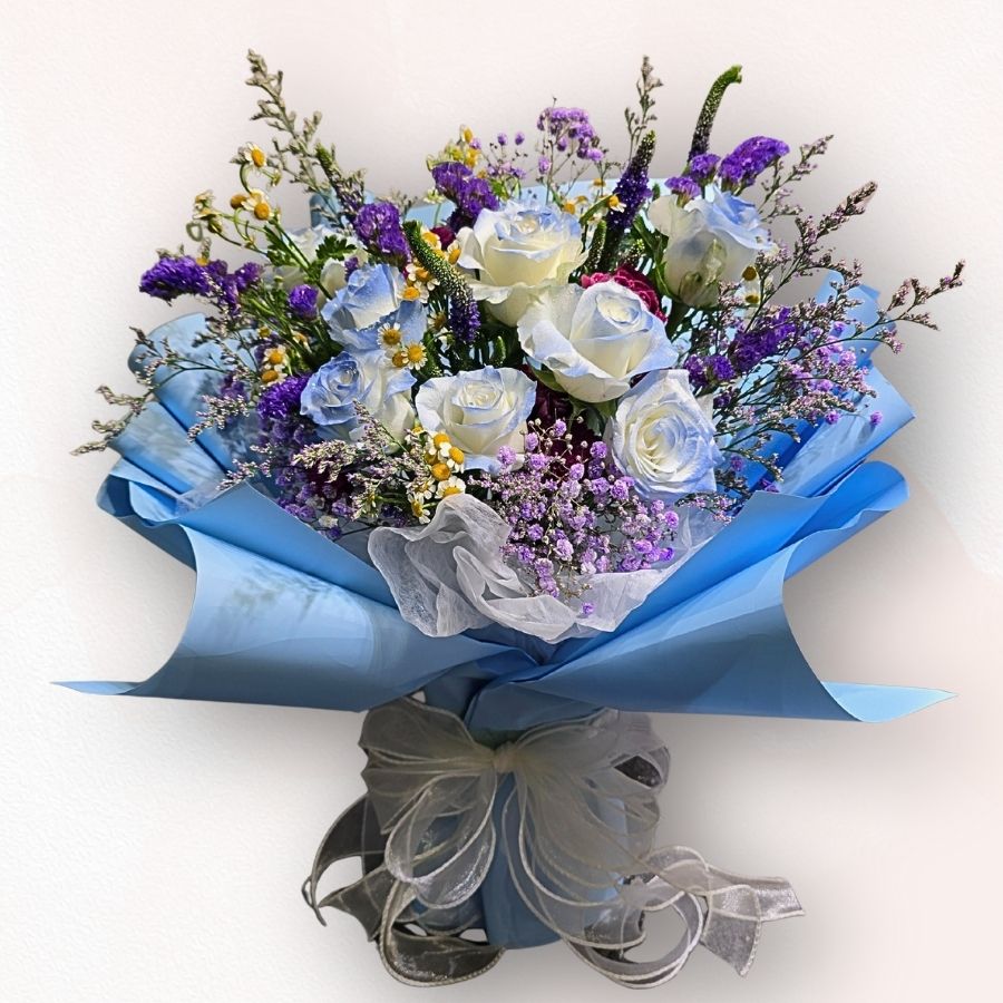 夢幻天空藍花束 F050｜Fantasy Sky Blue Bouquet｜大富貴花店 Rich Garden
