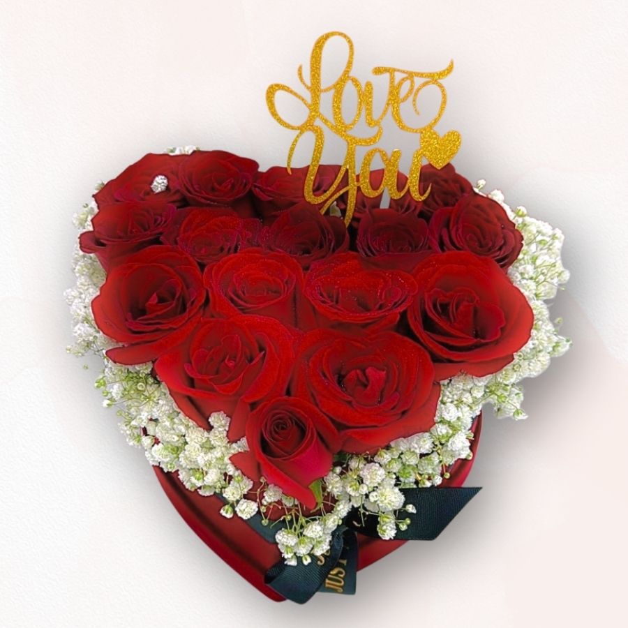 心形紅玫瑰花盒 TB009｜Heart-Shaped Red Rose Box｜大富貴花店 Rich Garden
