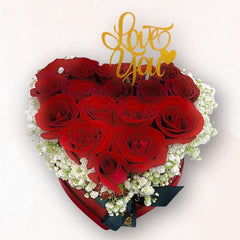心形紅玫瑰花盒 TB009｜Heart-Shaped Red Rose Box｜大富貴花店 Rich Garden
