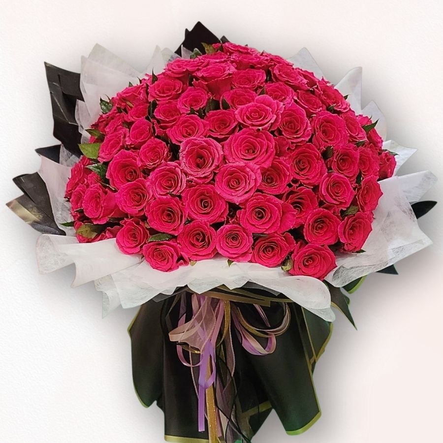 紅寶石玫瑰花束 F133｜99枝玫瑰圓頂造型｜大富貴花店 Rich Garden
