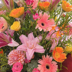 粉紅百合非洲菊開張花籃 B023｜Pink Lily Gerbera Grand Opening Stand｜大富貴花店 Rich Garden