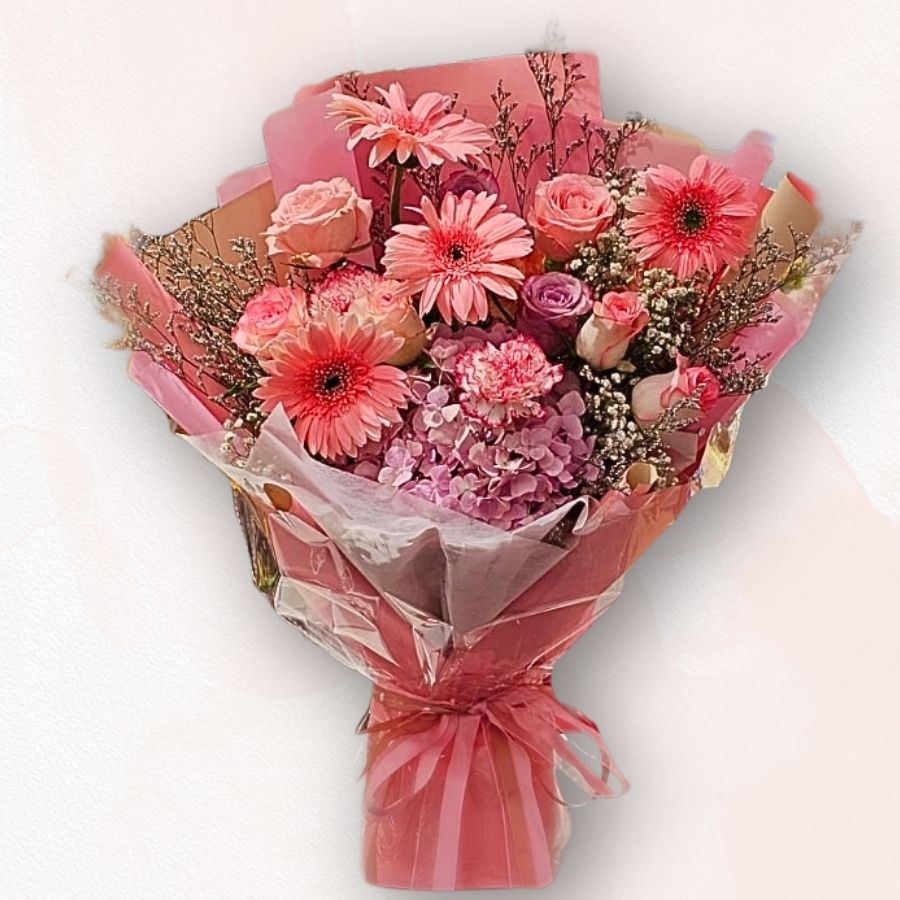 粉紅混色花束 F041｜Pink Mixed Flower Bouquet｜大富貴花店 Rich Garden

