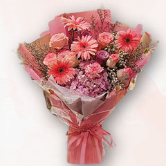 粉紅混色花束 F041｜Pink Mixed Flower Bouquet｜大富貴花店 Rich Garden
