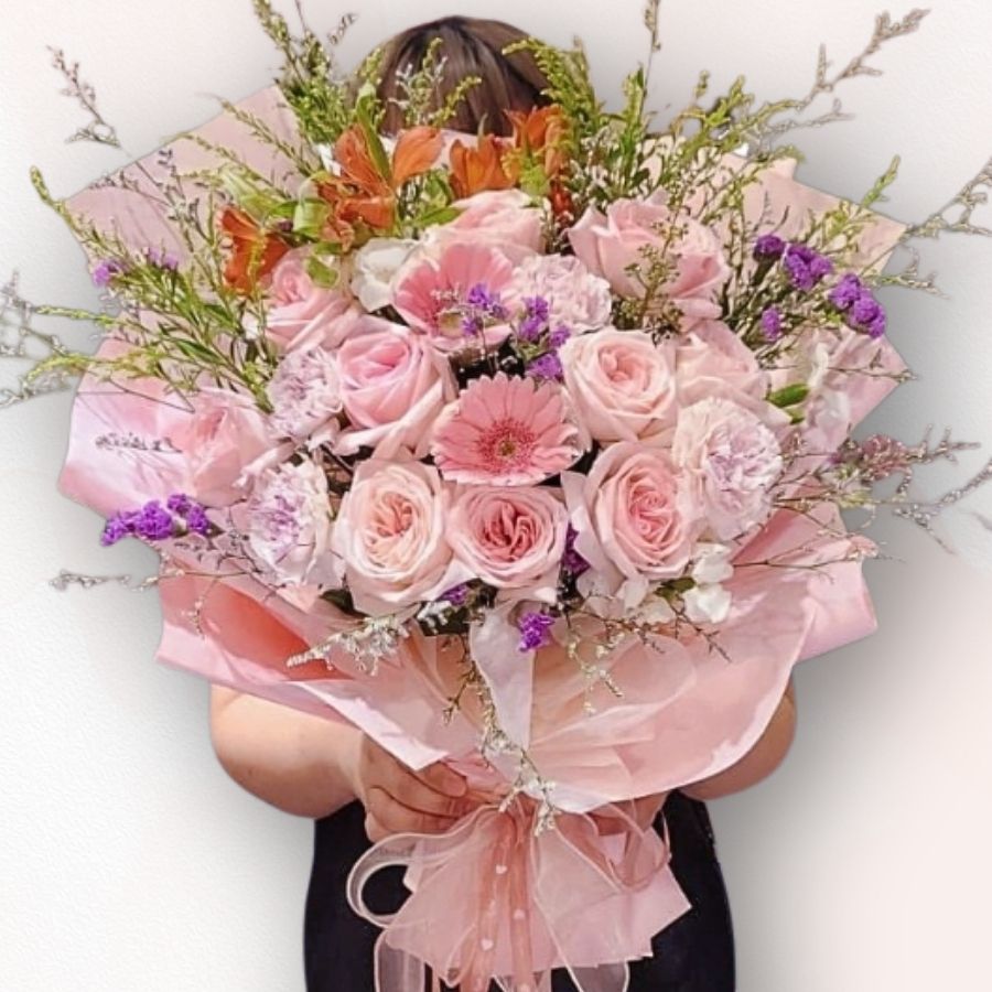 粉紅素雅花束 F142｜Pink Romantic Flower Bouquet｜大富貴花店 Rich Garden