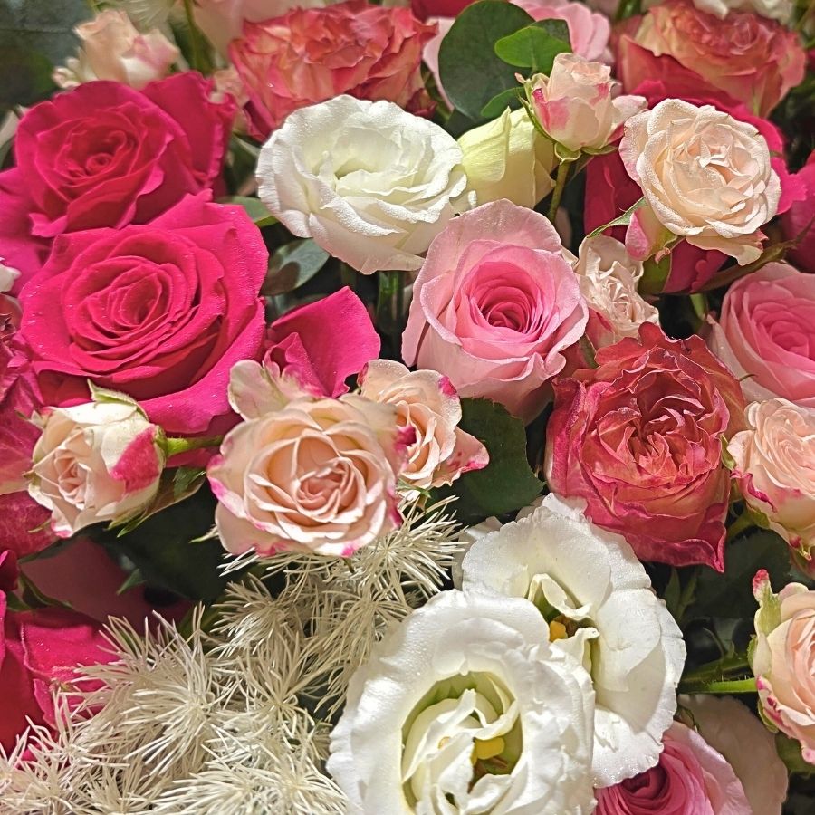 粉紅系玫瑰花束 F120｜Pink Rose Garden Bouquet｜大富貴花店 Rich Garden
